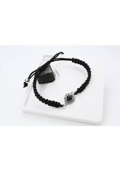 Damla Oltu Taşı Gümüş Çerçeve Ayarlanabilir Bileklik