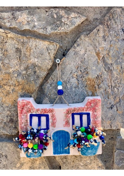 Mavi Begonvil Desenli Seramik Balkon ve Bahçe Duvar Dekoru, Şık ve Doğal Görünüm