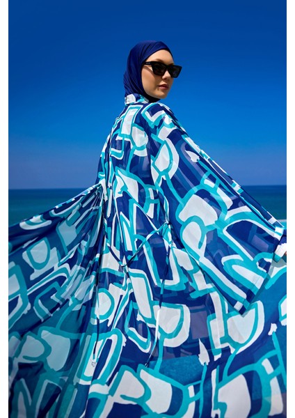 Mavi-Turkuaz Desenli Bağcıklı Pareo Kimono – RP2513 fiyatları