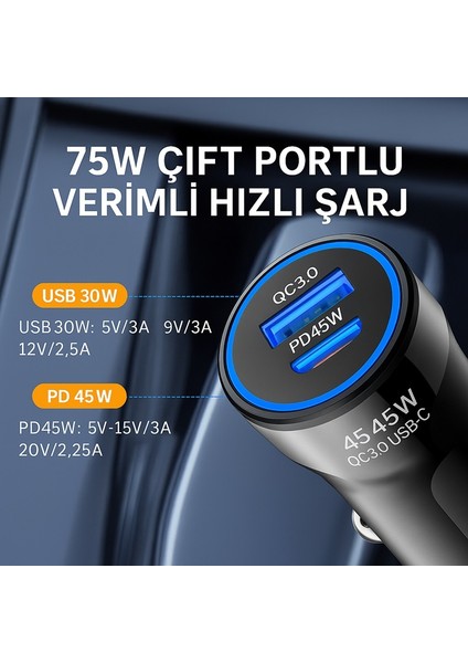 Araç Şarj Seti Araç Şarjı+Kablo 30W fırsatları