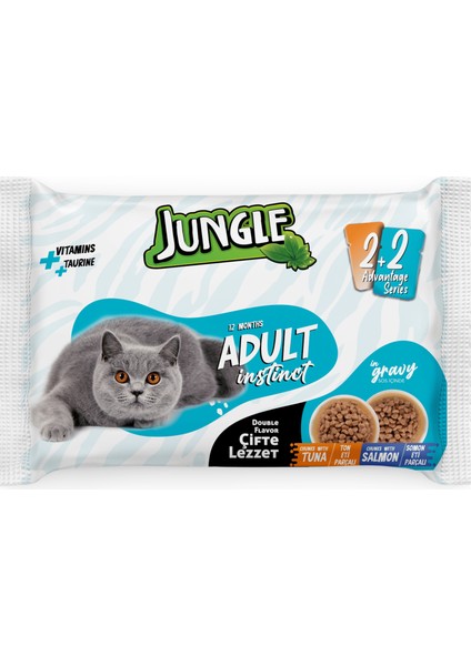4*100 Gr. Çift Lezzet Pouch Yetişkin Kedi Ton - Somonlu