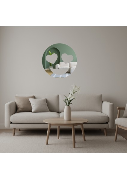 Kalp Gözlü Gülümseyen Emoji Dekoratif Aynalı Tablo - ALVN7402-2743