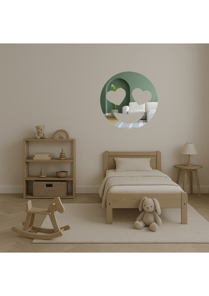 Kalp Gözlü Gülümseyen Emoji Dekoratif Aynalı Tablo - ALVN7402-2743 fırsatları