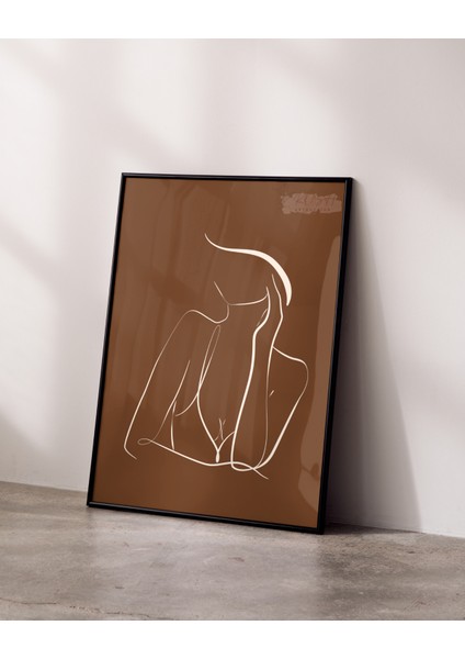 Poster , Line Art , Çerçevesiz Poster , Dijital Baskı , Soyut Kadın Figürü , Çizgi Sanatı , Düşünen Kadın Poster