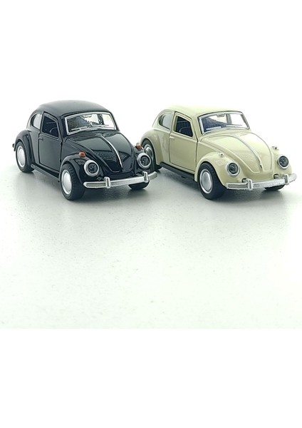 2 Adet Siyah & Beyaz Metal Vosvos Araba Dıe Cast Büyük Boy 12CM