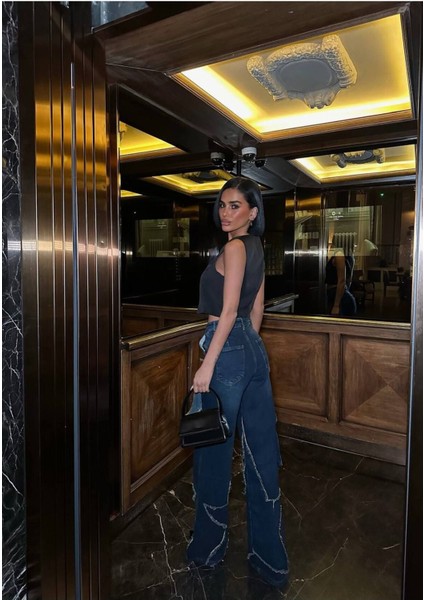 Palazzo Pantolon Yüksek Bel Jean Pantolon Kot Pantolon Tasarım Pantolon Ithal Kumaş fırsatları
