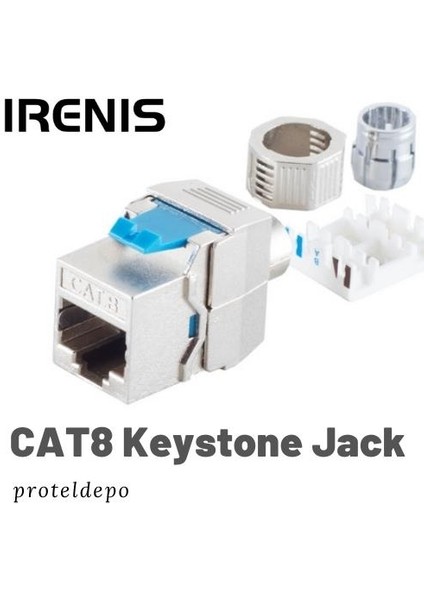 Irenıs Cat8 Keystone Jack, Cat8, Cat7 Kablo Uyumlu