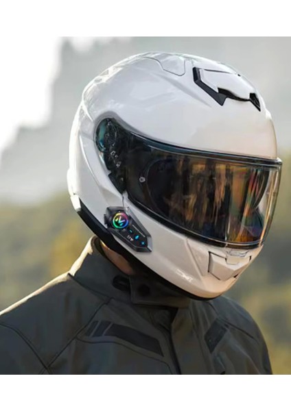 Y12 Motor Kask Kulaklık RGB Modlu Radyolu Motosiklet Kulaklık 5.3 Bluetooth Intercom indirimleri