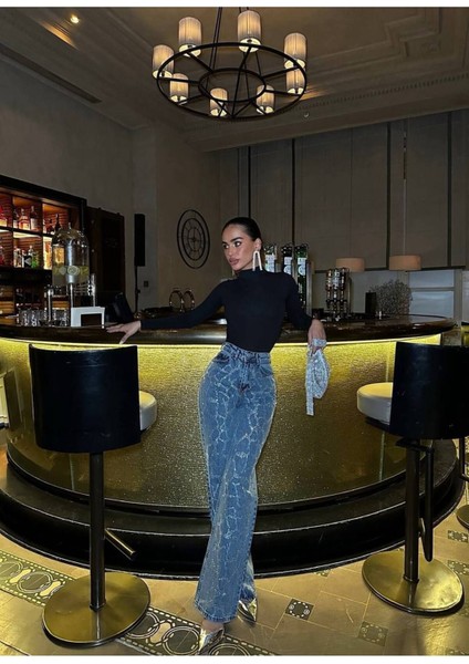 Palazzo Pantolon Yüksek Bel Jean Pantolon Kot Pantolon Tasarım Pantolon Ithal Kumaş modelleri