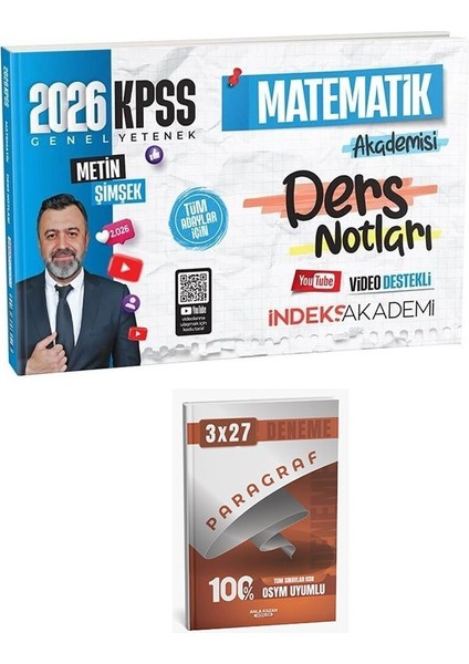 Indeks Akademi 2026 Kpss Matematik Akademisi Video Ders Notları+Anla Kazan Paragraf