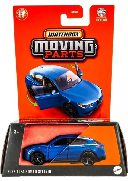 Moving Parts Alfa Romeo Stelvio, 2022 Model, 1:64 Scale, Blue Diecast Car