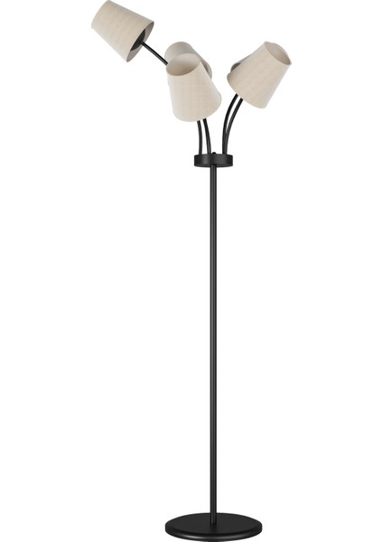 Florina Modern Siyah Metal 5 Beyaz Kumaş Başlıklı Asimetrik Metal Lambader fırsatları