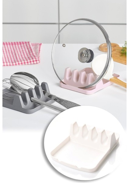 Gri Çok Amaçlı Tabak ve Kaşık Tutucu Düzenleyici Standı