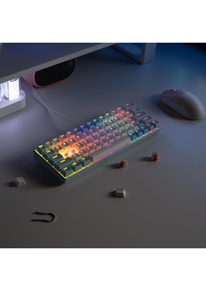 T62 Mekanik Klavye Rgb 63 Tuşlar Çalışırken Değiştirilebilir Oyun Klavyeleri Kırmızı Switch indirimleri