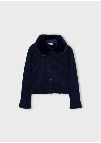 Kız Çocuk Çıkarılabilir Yakalı Triko Hırka