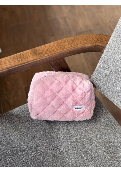 Gül Kurusu Peluş Makyaj Çantası - Büyük Boy modelleri