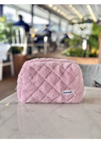 Gül Kurusu Peluş Makyaj Çantası - Büyük Boy indirimleri