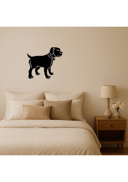 Gri Köpek Kırmızı Tasma Dekoratif Tablo - ALVN8806-3838