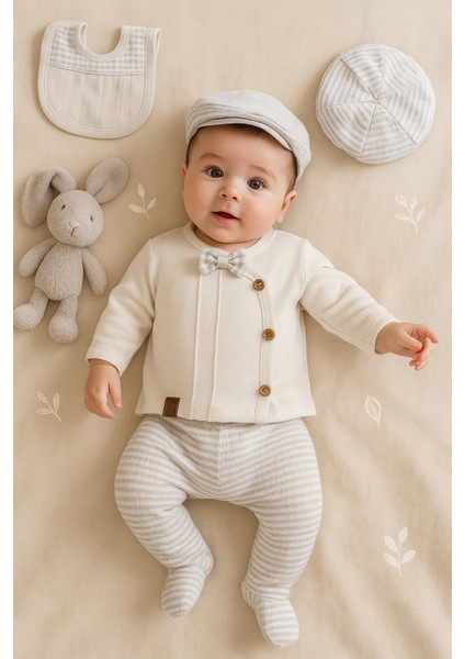 0-3 Ay Bebek Yenidoğan Nervüllü 5'li Hastane Çıkışı Zıbın Seti