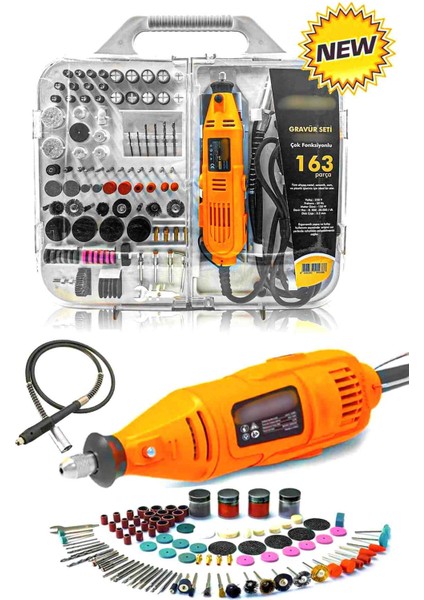 163 Parça Dramel 6 Devir Ayarlı Pvc Çantalı Hobi Gravür Seti Mini Taşlama Esnek Şaft Hediye fırsatları