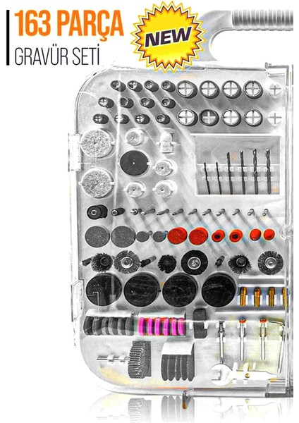 163 Parça Dramel 6 Devir Ayarlı Pvc Çantalı Hobi Gravür Seti Mini Taşlama Esnek Şaft Hediye indirimleri