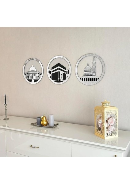 3 Parça Kutsal Mekan Dekoratif Set, Metalik, Şık ve Zarif Tasarım fiyatları