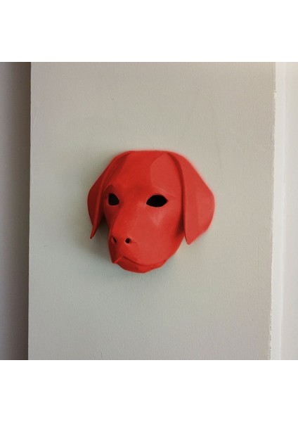 El Yapımı Labrador Köpek Duvar Maskesi, Kırmızı Dekoratif Tasarım