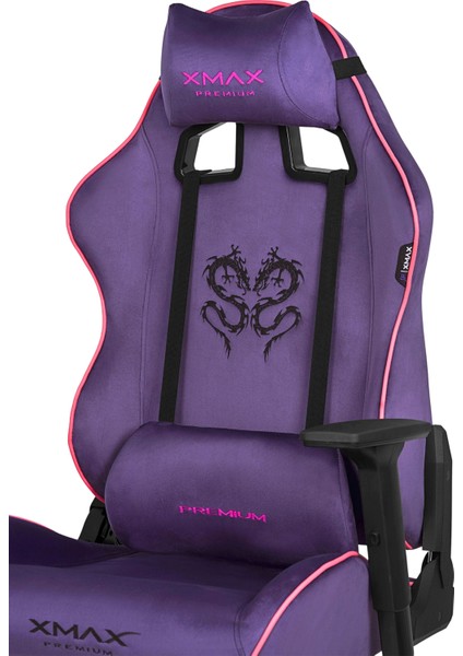 / Rio Balerion Terletmez Kadife Kumaş Mor Gaming Oyuncu Koltuğu / 120 kg Taşır