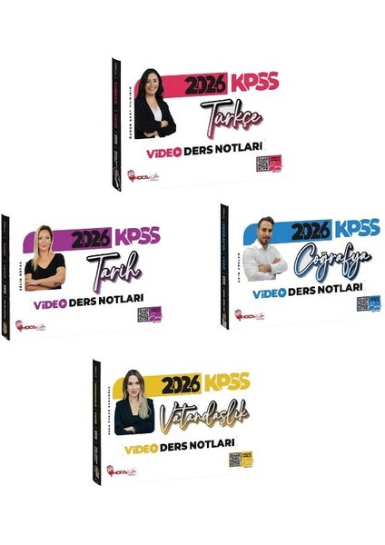 Hoca Kafası 2026 Kpss Türkçe + Tarih + Coğrafya + Vatandaşlık Video Ders Notları 4 Lü Set