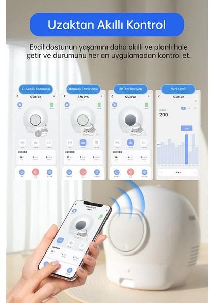 S30 Pro 2. Nesil Otomatik Akıllı Kedi Tuvaleti - Uv Sterilizasyon- Uygulama Kontrol - Geniş Kapasite modelleri
