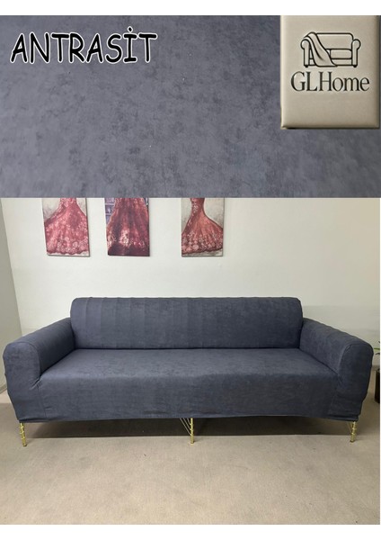 Süet Detaylı Angora Kumaş 3lü Komple Giydirme Kanepe & Çekyat, Bohem, Porto, Vb. Model Koltuk Kilifi