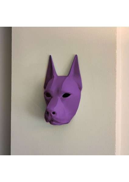 El Yapımı Mor Köpek Duvar Maskesi, Dekoratif ve Şık Tasarım