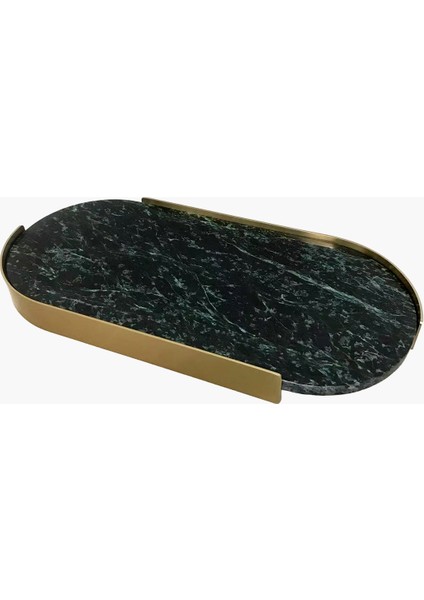 Mermer&metal Oval Tepsi Yeşil M 40X20.5X5CM