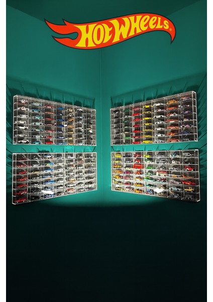 Hot Wheels 49 Kapasiteli Pleksi Kapaklı Hot Wheels Sergileme Rafı Diecast Matchbox Araba 1:64 Ölçek