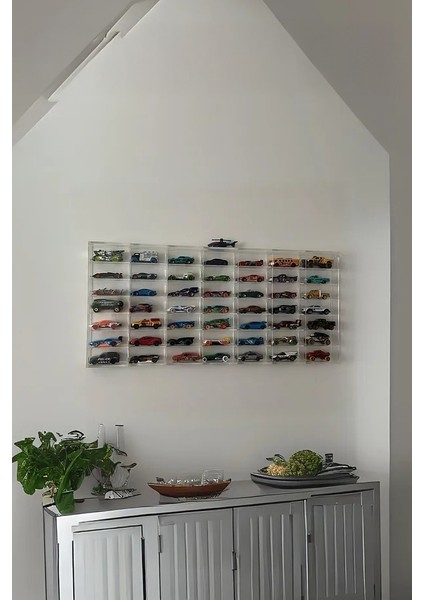 Hot Wheels 49 Kapasiteli Pleksi Kapaklı Hot Wheels Sergileme Rafı Diecast Matchbox Araba 1:64 Ölçek