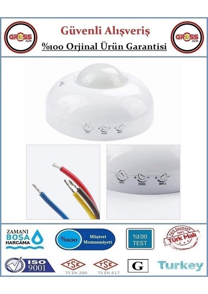 Hareket Algılayıcı Sensör 360 Derece İç Mekan Kullanımı için Plastik Malzeme 1200 W fiyatları