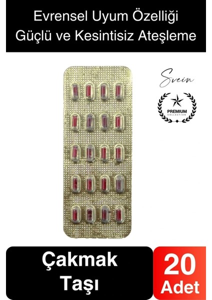 20'li 1. Sınıf Çakmak Taşı Universal Blester Evrensel Tüm Çakmaklarla Uyumlu Uzun Ömürlü
