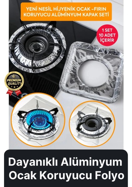 Çok Amaçlı Pratik Leke Önleyici Isıya Dayanıklı Yıkanabilir Alüminyum Ocak Koruyucu Folyo - 10 Adet