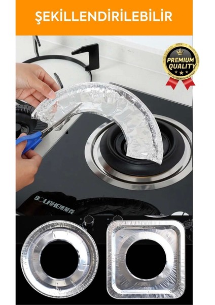 Çok Amaçlı Pratik Leke Önleyici Isıya Dayanıklı Yıkanabilir Alüminyum Ocak Koruyucu Folyo - 10 Adet fırsatları