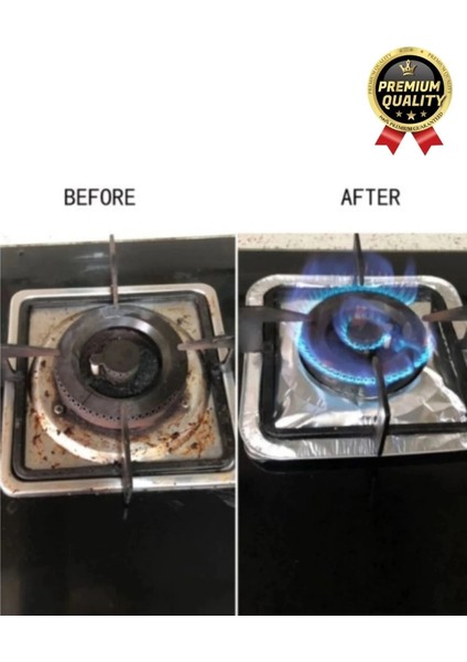 Çok Amaçlı Pratik Leke Önleyici Isıya Dayanıklı Yıkanabilir Alüminyum Ocak Koruyucu Folyo - 10 Adet indirimleri