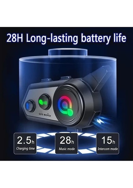 Q18 Motosiklet Kask Kulaklık Intercom Işıklı 2 Eşleşme Özellikli 1000 Mah fırsatları