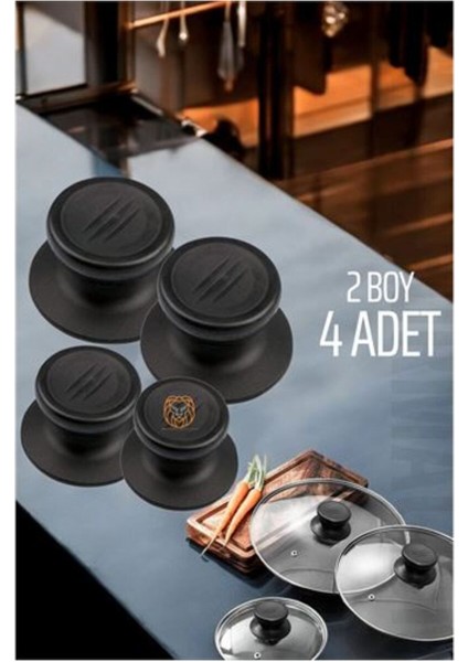 Çok Renkli Tencere Tava Kapağı Tutucu, 2 Boy, 4 Adet, Pratik ve Şık Tasarım