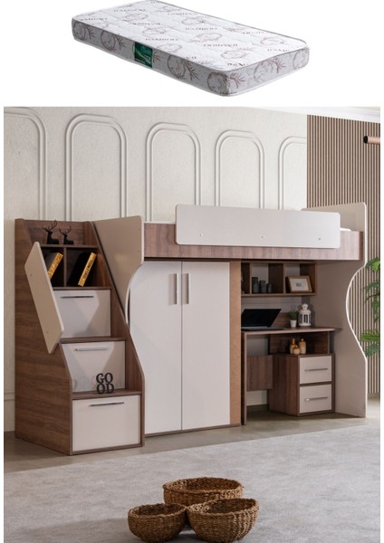 Ranza, Milano Dolaplı Çalışma Masalı Modern Ranza+ 1 Adet Comfort Yatak