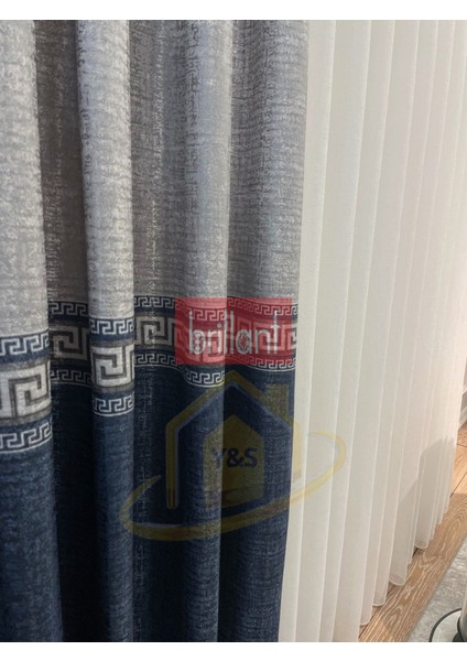 Glaris Betina Keten Zemin Bordür Desen Modern Yüksek Kaliteli Fon Perde 1/3 Sık Pile - Tek Kanat indirimleri