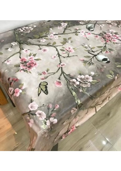 ve Kelebek Desenli Astarlı Muşamba Masa Örtüsü, 140X240 Cm, Gri fiyatları