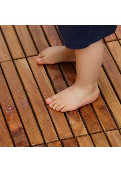 Decor Ez-Floor Birbirine Geçen Zemin Döşeme Fayansları Masif Teak Ağacı Yağlı Kaplama (10'lu Set), Uzun 9 Çıta fiyatları