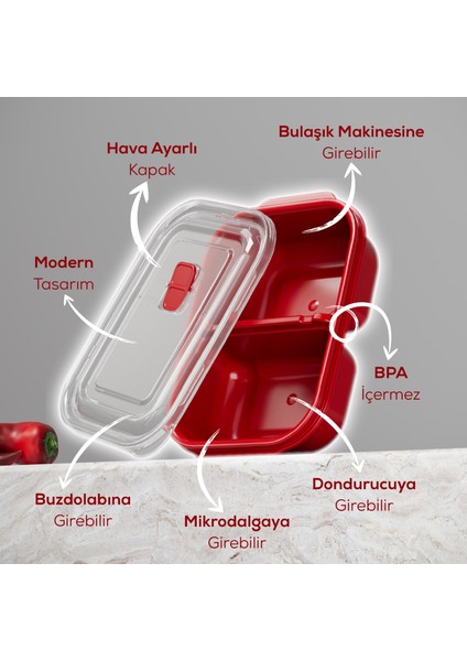 Kapaklı 3’lü Mikrodalgaya Uygun Dikdörtgen Saklama Kabı Seti - 1000 ml fırsatları