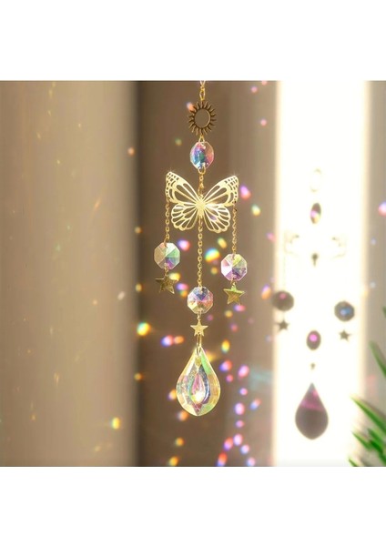 Renkli Kristal Prizma Rüzgar Çanı Güneş Yakalayıcı Dekoru modelleri