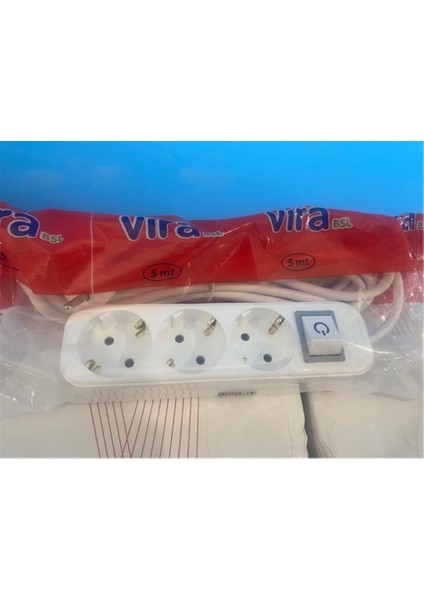 Vira 3lü 5mt Anahtarlı Topraklı Priz