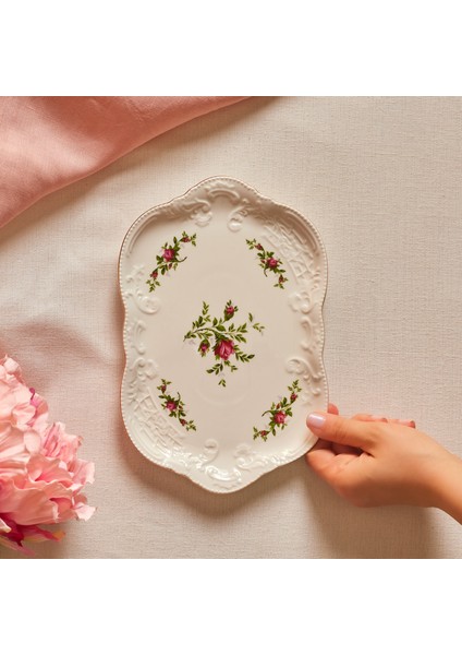 Vintage Rose Kayık Tabak 25 cm Krem fiyatları